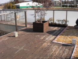 塗り変えリフォームデッキ ウッドデッキの色塗り 愛知の庭 外構デザイン ティーズガーデンスクエア